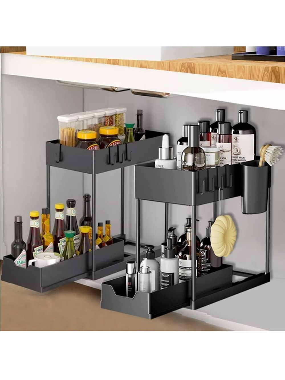 Under-Shelf Slide-Out Organizer Rack - Matte Black